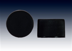 20-410 black ribbed with F-217 liner, screw caps-plastic bottle closure samples - Product Code: 20-410-BC-BR-F2-Sample