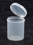 Bottles, Jars and Tubes:  202450 - 3.17 oz. 2-inch Lacons&reg; clarified natural  laboratory and medical grade polypropylene; small round hinged-lid containers.