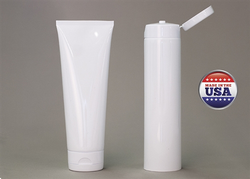 BJT Squeeze Tube Packaging on Demand White 8 oz LDPE Tube with Flip Top Cap