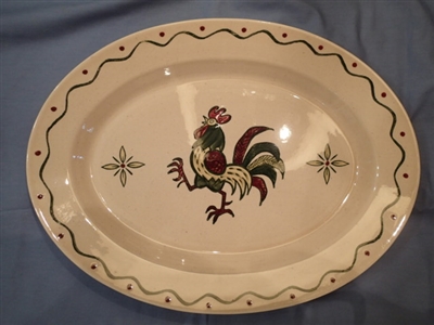 Extra Large Oval Platter California Provincial Green Rooster