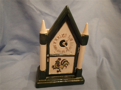 Steeple Clock Planter California Provincial Green Rooster