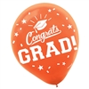 Congrats Grad Orange Latex Balloons - 15 Count