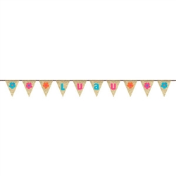 Luau Pennant Banner Burlap