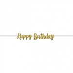 Gold Glitter Happy Birthday Letter Banner