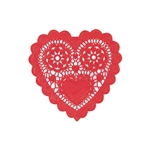 Red 10 inch Heart Doilies