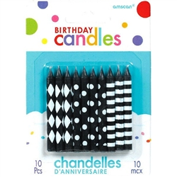 Black and White Assorted Birthday Candles