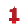 Glitter Numeral 1 Red Candle