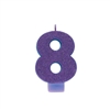 Glitter Numeral 8 Purple Candle