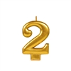 Metallic Gold Numeral 2 Candle