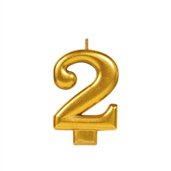 Metallic Gold Numeral 2 Candle