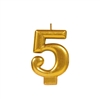 Metallic Gold Numeral 5 Candle