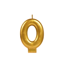 Metallic Gold Numeral 0 Candle