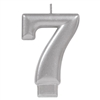 Numeral Silver Metallic Candle #7