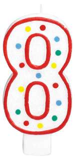 #8 POLKA DOTS 5" BIRTHDAY CANDLE