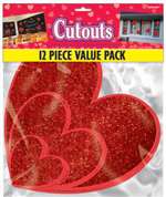 Glitter Hearts Value Pack Cutouts 12 Pack