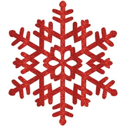 RED GLITTER SNOWFLAKE 15 INCHES