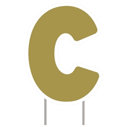 Letter C Gold Yard Sign 25" X 19"