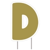 Letter D Gold Yard Sign 25" X 19"