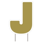 Letter J Gold Yard Sign 25" X 18"