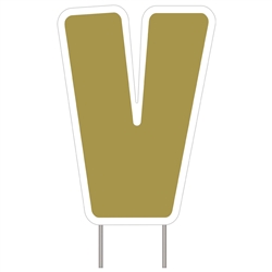 Letter V Gold Yard Sign 25" X 18"