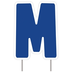 Letter M - Blue Yard Sign 25" X 19"