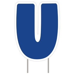 Letter U - Blue Yard Sign 25" X 19"