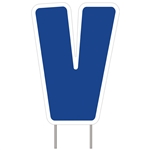 Letter V - Blue Yard Sign 25" X 18"