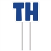 Letters "TH" - Blue Yard Sign 16" X 21"