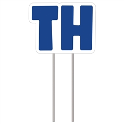 Letters "TH" - Blue Yard Sign 16" X 21"