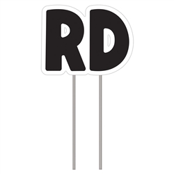 Letters "RD" - Black Yard Sign 16" X 21"