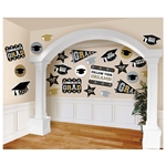 Grad Mega Pack Cutouts Decorations - Black, Silver and Gold