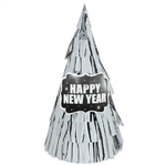 New Year's Cone Hat All Over Fringe - Silver