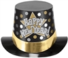 HAPPY NEW YEAR HAT BLACK/SILVER/GOLD PRINTED