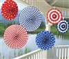 RED  WHITE  AND BLUE FAN DECORATIONS