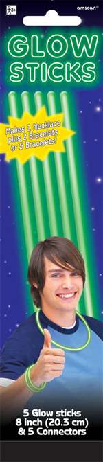 Green Glow Sticks 8in 5ct