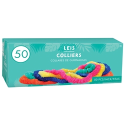 Poly Leis  - 50 Count Box Assorted Colors