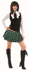 GREEN PLAID ADULT MINI SKIRT