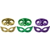 Mardi Gras Metallic Masks - 12 Count