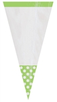 Cone Shaped Kiwi Green Polka Dot Bags