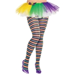 Mardi Gras Striped Adult Tights - Plus Size