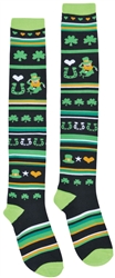 St Pats Lucky Stripe Knee Highs