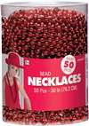 Red Bead Necklaces - 50 Count