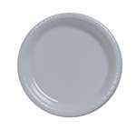 SILVER DESSERT PLASTIC PLATES 7in-20 PC