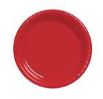 RED DESSERT PLASTIC PLATES 7in-20 CT