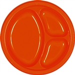 ORANGE DIVIDED PLASTIC PLATES 10.25in.-20 CT