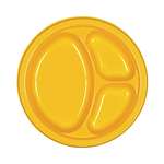 YELLOW SUNSHINE DIVIDED PLASTIC PLATES 10.25in.-20 CT