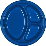 ROYAL BLUE DIVIDED PLASTIC PLATES 10.25in.-20 CT