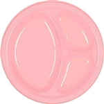 NEW PINK DIVIDED PLASTIC PLATES 10.25in.-20 CT