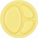 Light Yellow Divided Plastic Plates 10.25 inch-20 ct