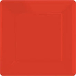 SQUARE 10.75in. RED PLASTIC PLATES